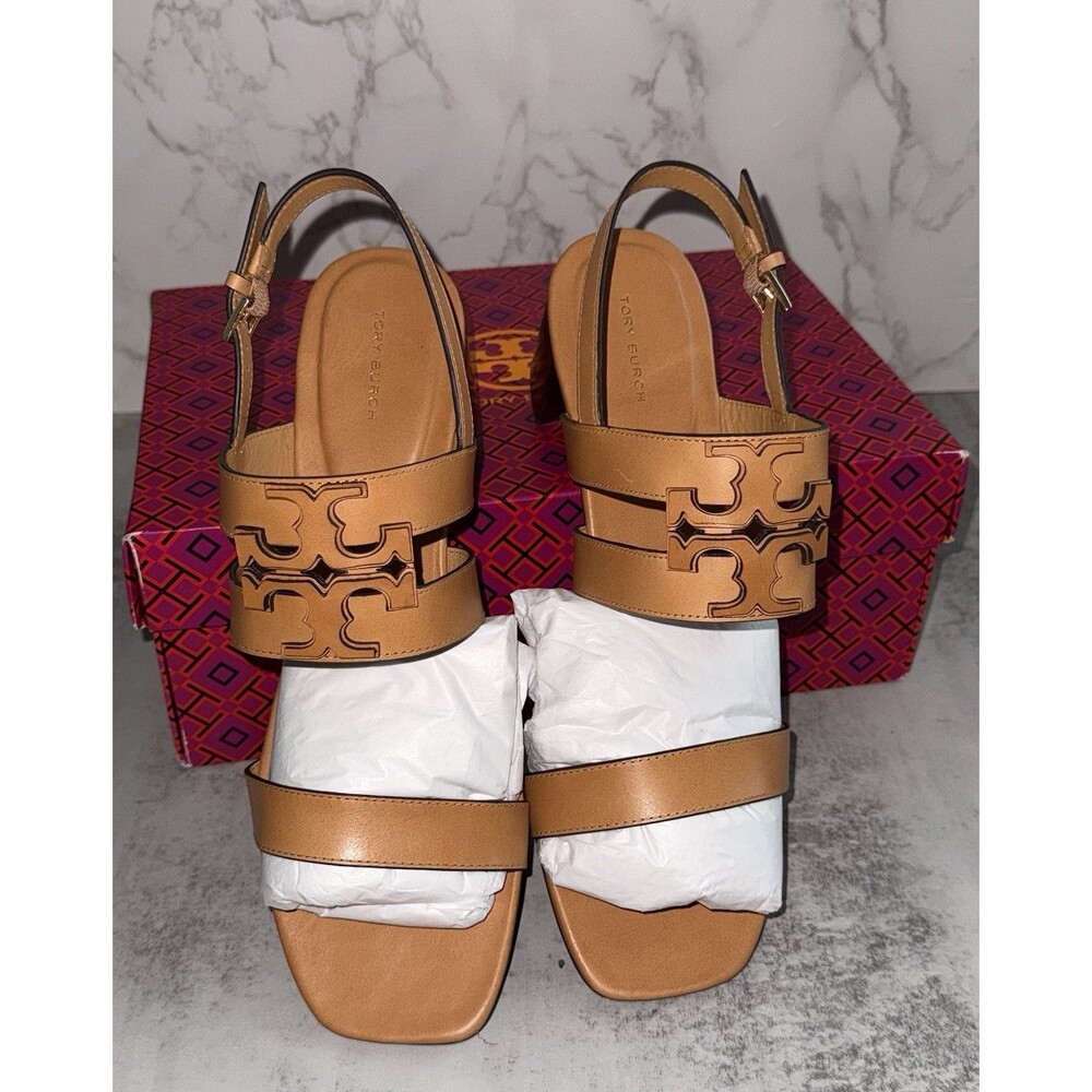 Tory Burch Ines Sandal 55mm Camello Calf Leather $325 MSRP - Picture 9 of 14